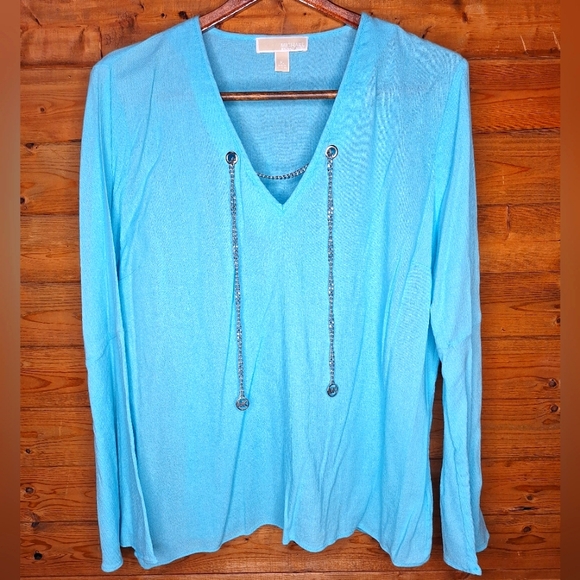 Michaels Tops - ❤️ Michael Kors Elegant Sky Blue Women's Top long bell sleeves Size XL